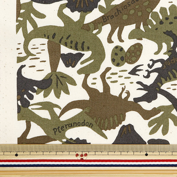 数量5から】 生地 『シーチング カラフルキャンバス 迷彩恐竜