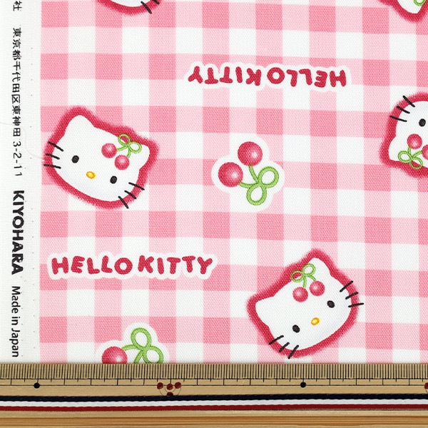数量5から】 生地 『オックス ハローキティ さくらんぼ ピンク 832032
