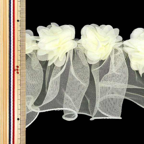 数量5から】 フリルリボンテープ 『フラワーチュールフリル 約110mm幅