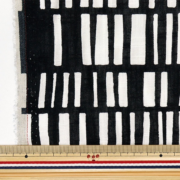 数量5から】 生地 『とろみリネンプリント NORDICGEOMETRY ブラック