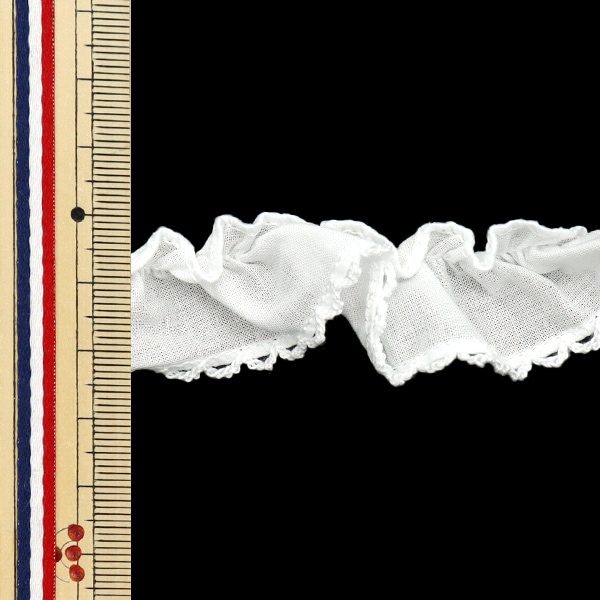 フリルリボン　さゆり染め 数量5から】 フリルリボン 『ラインリボンラメフリル レッド