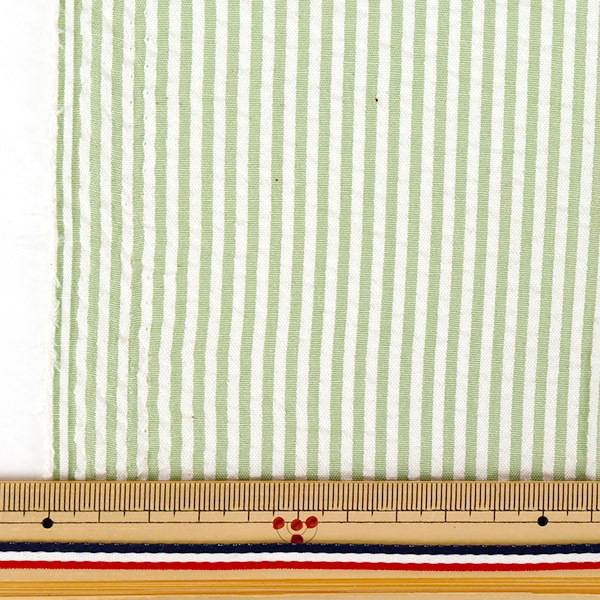 数量5から】 生地 『サッカーストライプ グリーン SUC-ST-4GR』 生地