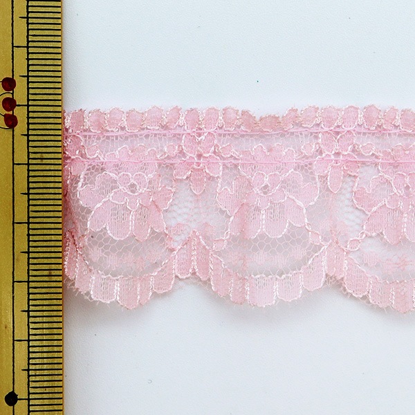 数量5から】 レース 『ラッセルフリル 幅約3.5cm ピンク 51462Y-3