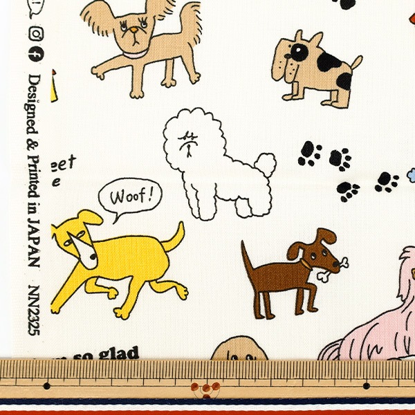 生地 『シーチング UN/NO カットクロス 犬 約110cm×50cm オフホワイト