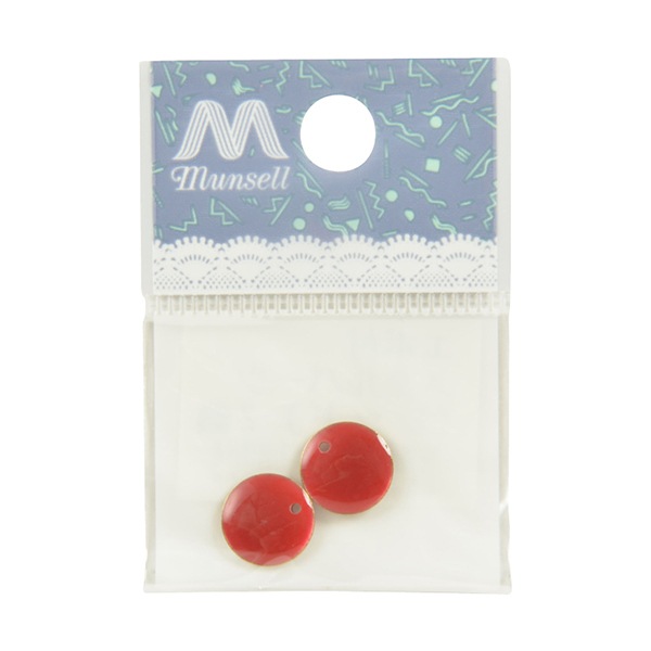 【昭和レトロ◦激レア】アクセサリー◦パーツ　レッド 手芸金具 『エポ付きメタルパーツ レッド 2個入り』 ビーズ,ビーズ金具