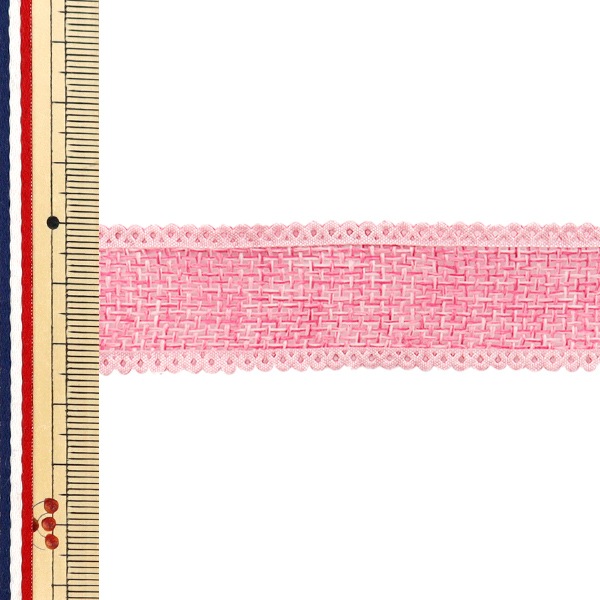 リボン 『リネンライクリボン 約幅25mm×長さ5m ピンク YRC2516-25