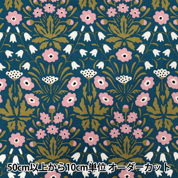 数量5から】 生地 『う早この布 オックス バラ ブルー ACS1116-D