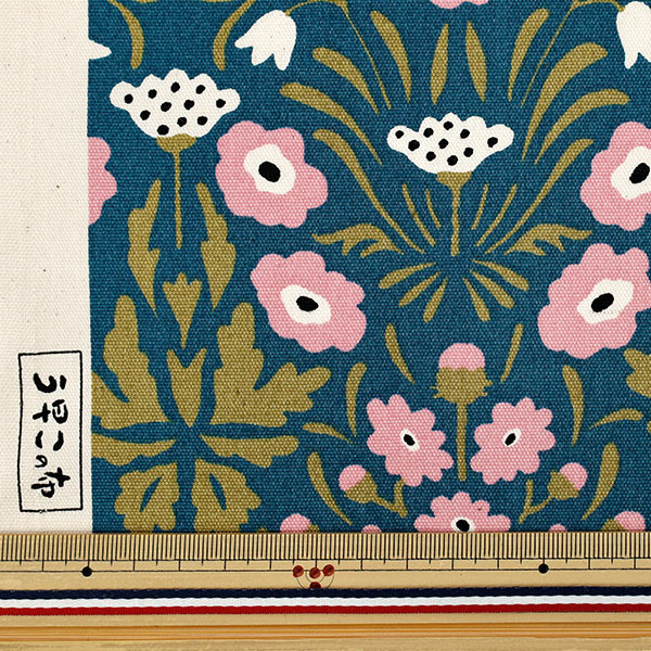 ★D3★松岡リン アーカイバル インクジェットプリント 限定100部「岩下関」 数量5から】 生地 『う早この布 オックス シェイナの花 ブルー