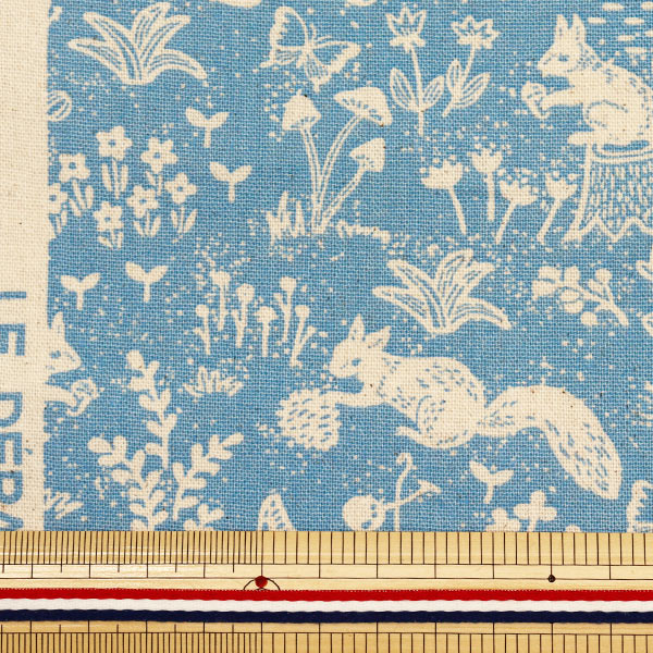 数量5から】 生地 『綿麻キャンバス 動物柄 ブルー 142-1262-A3