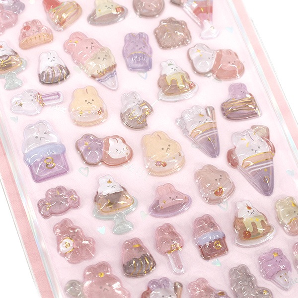 ぷっくりシール 『きらきらCUTEシール おいしいたべもの屋さん ウサギアイス平成レトロシール
