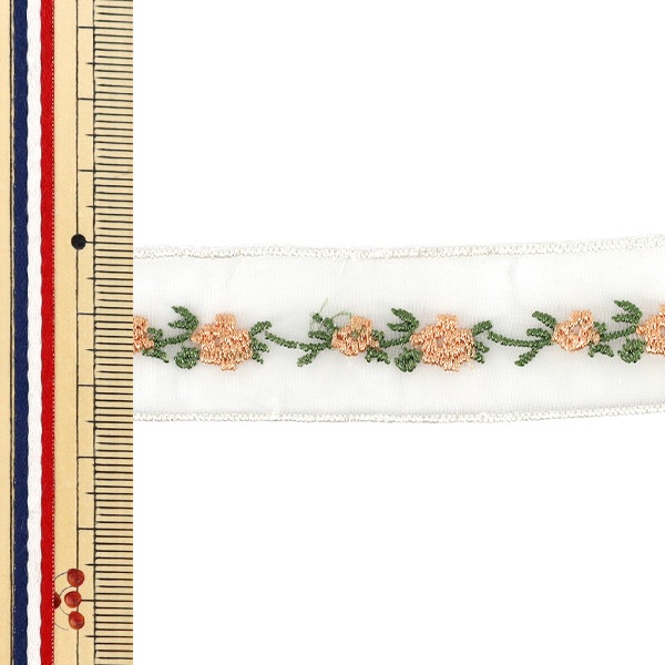 数量5から】 リボン 『エンブロイダリーフラワーリボン 約25mm幅