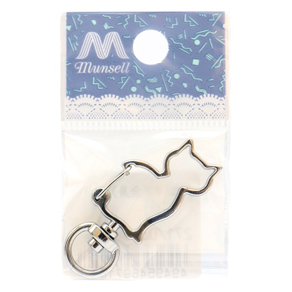 手芸金具 『キーホルダー ネコ シルバー 271/0323』 ビーズ,ビーズ金具