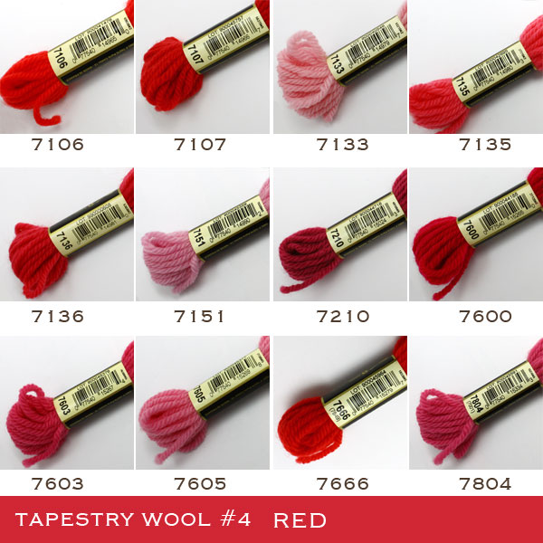 刺しゅう糸 『DMC 4番刺繍糸 タペストリーウール レッド・ピンク