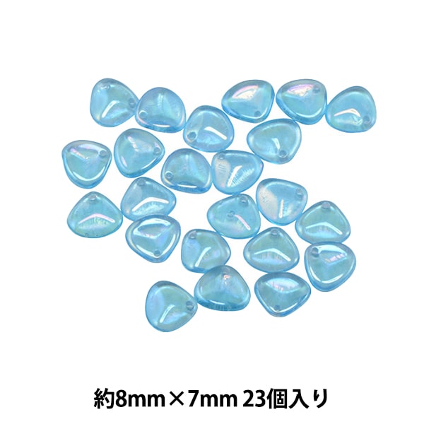 ビーズ 『チェコビーズ ローズペタル アクアマリンレインボー 8mm×7mm
