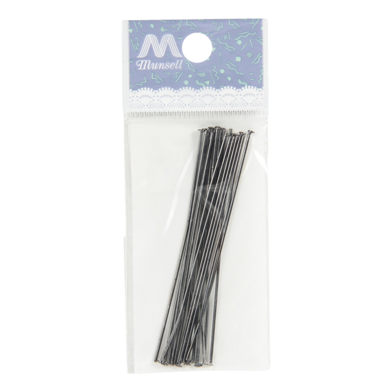 手芸金具 『Tピン ブラック 0.8mm×65mm』 ビーズ,ビーズ金具,ピン類,T