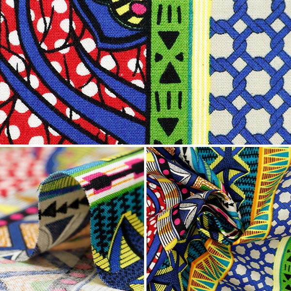 数量5から】 生地 『シーチング アフリカンプリント ストライプ