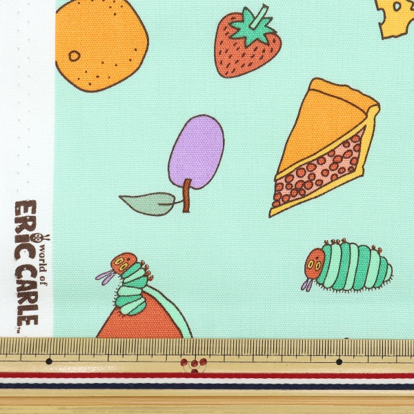 はらぺこあおむし 数量5から】 生地 『オックス はらぺこあおむし ビンテージ ブルー