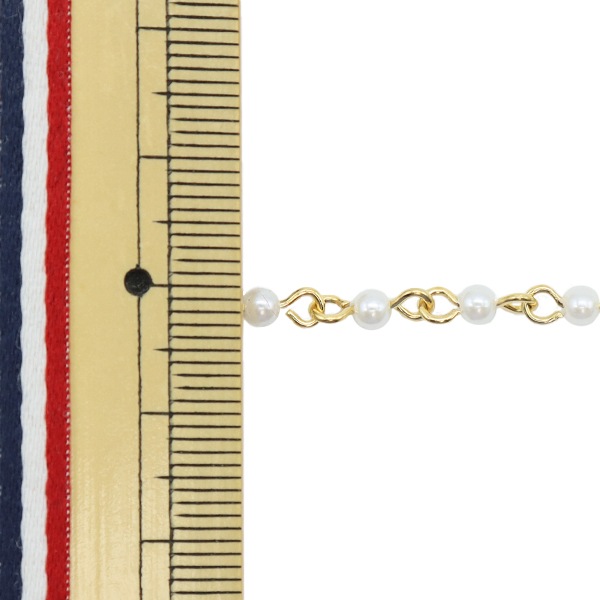 数量5から】 アクセサリー金具 『パールチェーン ホワイト×ゴールド