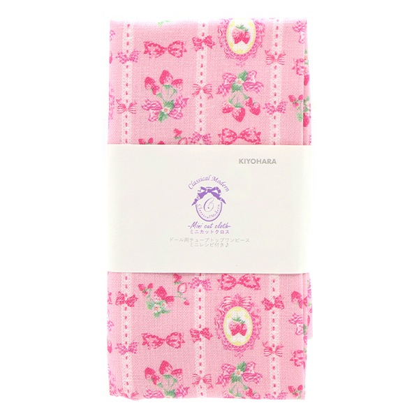 生地 『ミニカットクロス ストロベリーレース ピンク 約31cm×32cm CMDF