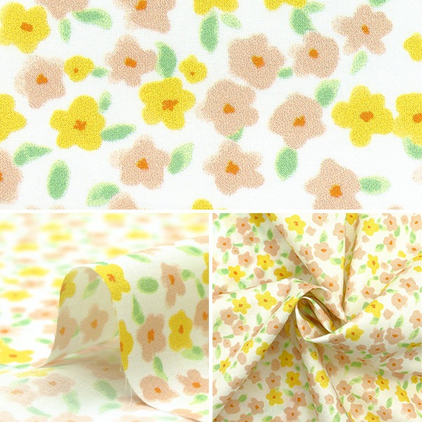 数量5から】 生地 『60ローンプリント 花柄 アイボリー 60LA25-PB-IV