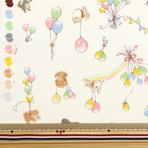 数量5から】 生地 『スケア プリント 風船 オフホワイト SP2400-3A