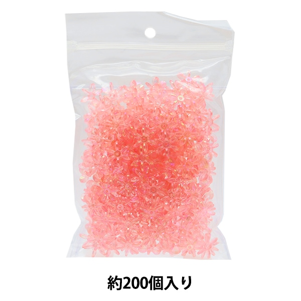 ビーズ 『フラワービーズ ピンクMIX 14mm 約200個入り 10-4402