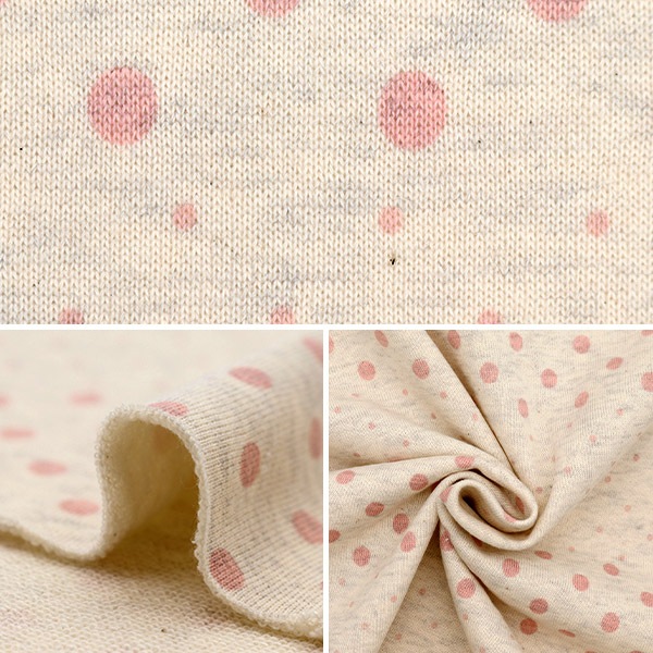 数量5から】 生地 『杢ニット ミニ裏毛プリント ドットストライプ オフ