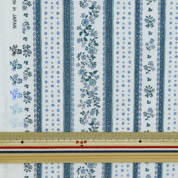 数量5から】 生地 『シルキーライクコットン フラワーストライプ小