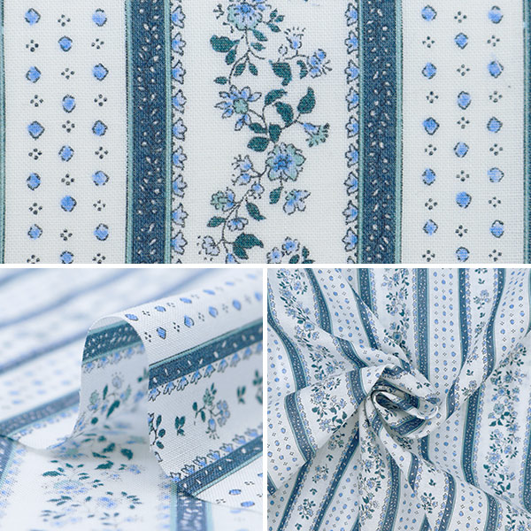 数量5から】 生地 『シルキーライクコットン フラワーストライプ小