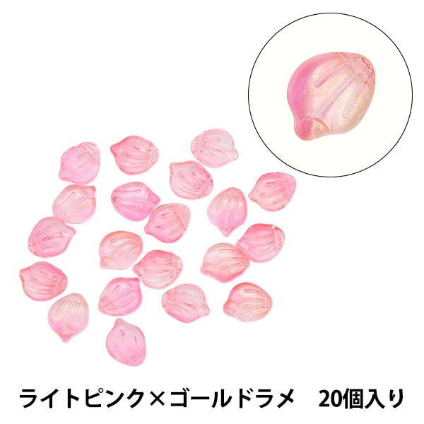 ビーズ 『フラワービーズ ピンクMIX 14mm 約200個入り 10-4402