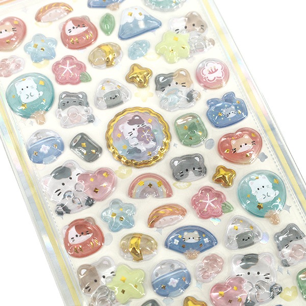ぷっくりシール 『きらきらCUTEシール ザ キュート ファミリー ネコ QX
