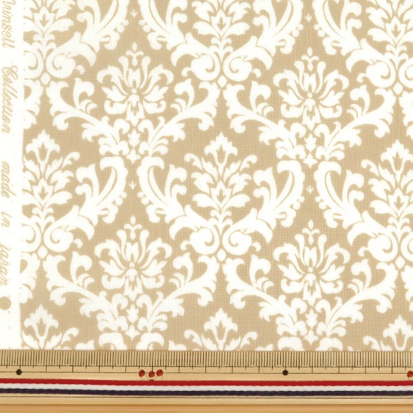 数量5から】 生地 『シャーティング ダマスク柄 ナチュラル YUZ-805-A