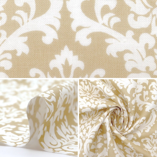 数量5から】 生地 『シャーティング ダマスク柄 ナチュラル YUZ-805-A