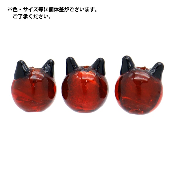 アクセサリー素材 『ネコガラスビーズ 2個入り レッド 6-6635-10