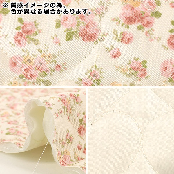 生地 『インクジェットプリントキルト フラワー ホワイト 130cm×50cm