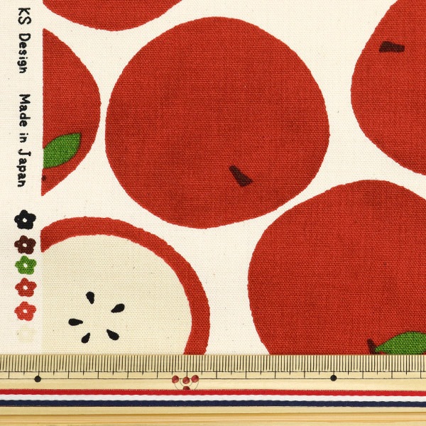 数量5から】 生地 『オックスフォード リンゴ柄 ナチュラル SOPOA