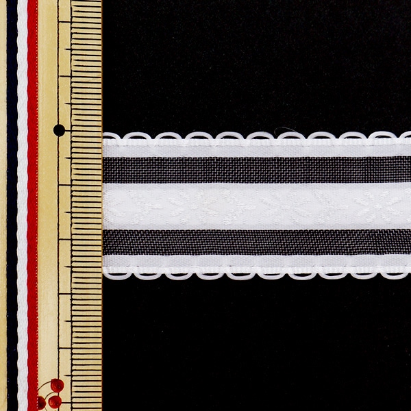 数量5から】 リボン 『ジャガードセンターフラワー 幅約25mm 51番色