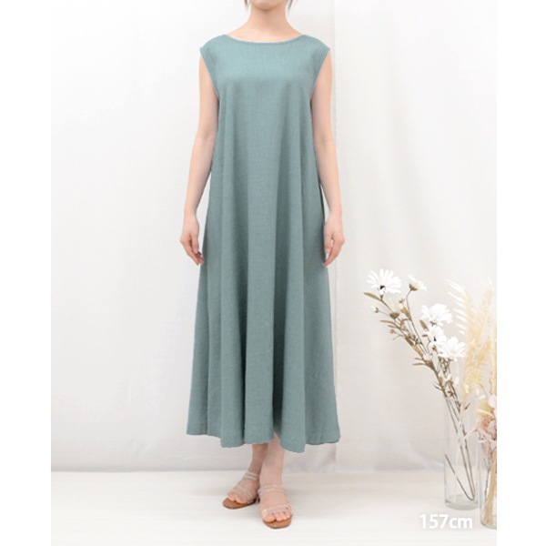 限定SALE】ワンピース 『とろみリネンブレンド 後リボンのA