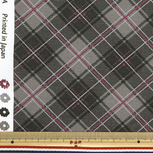 数量5から】 生地 『ミルクラテ シーチング チェック グレー MLJS-17B