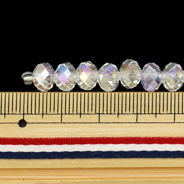 アクセサリー素材 『ガラスビーズ ボタンカット 約8mm クリスタルAB GN