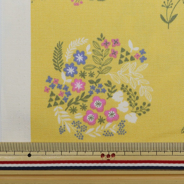 数量5から】 生地 『mOmen-t(モーメント) オックス 花柄 イエロー 142