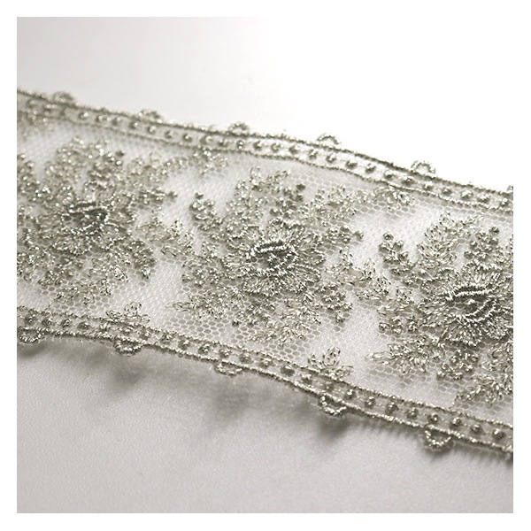 【定形外可】 MOKUBA 木馬 メタリック チュール エンブロイダリー レース 服飾 アクセサリー 52mm 13m シルバー系 定形外可 MOKUBA 木馬 メタリック チュール エンブロイダリー レース