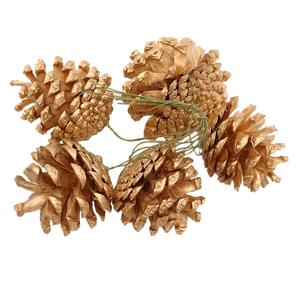 リースパーツ 『松かさM ゴールド ワイヤー付 約4cm×4cm 5個入り XM