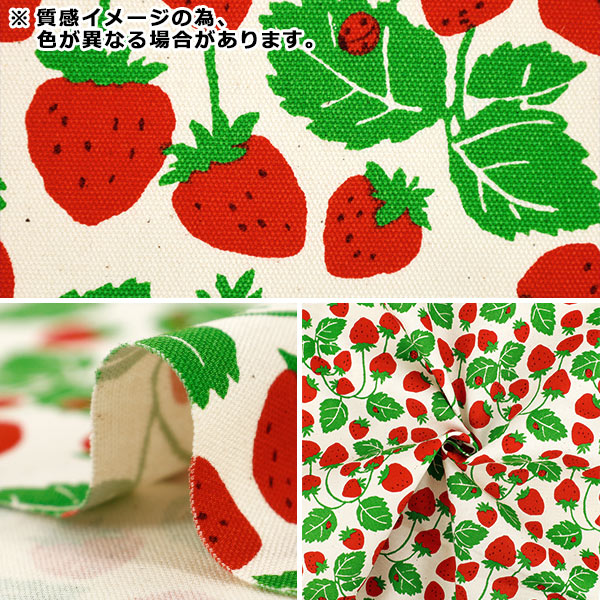 数量5から】 生地 『オックス ストロベリーパーティ いちご畑 ブラック