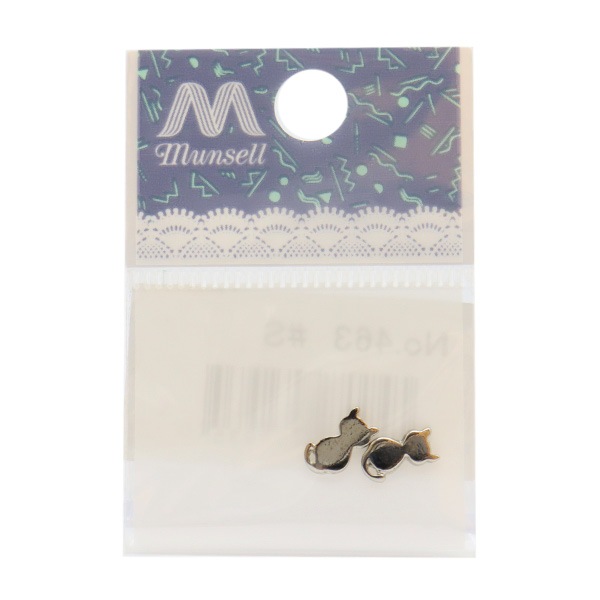 手芸金具 『チャーム 猫 シルバー 2個入り No.463』 ビーズ,ビーズ金具
