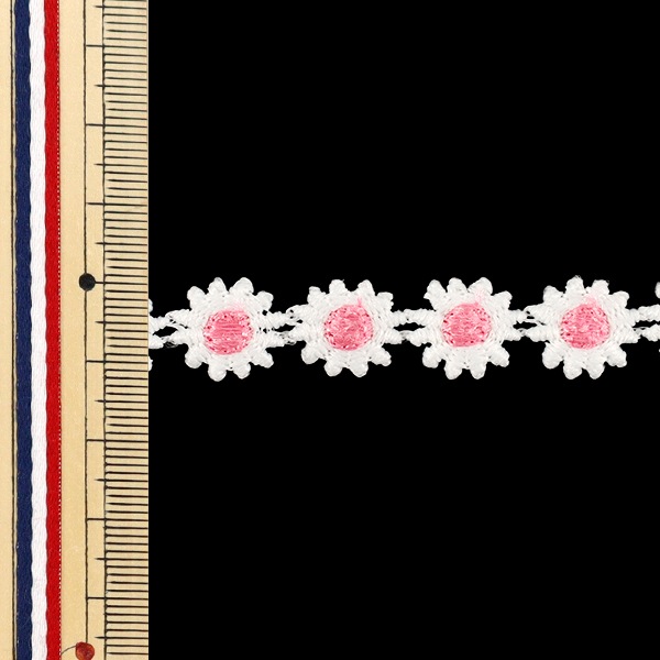 ケミカルレース 『フラワーレース ピンク 約2m YFL25-12』 服飾,綿