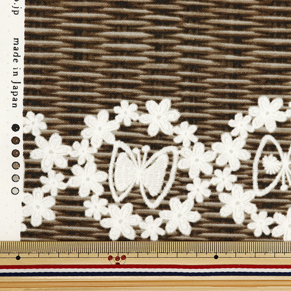 数量5から】 生地 『オックス レース×バスケット 花輪柄 C YPA-49000