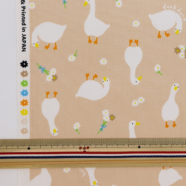 アヒル 数量5から】 生地 『オックス アニマル アヒル AP45105-1A』 生地,柄