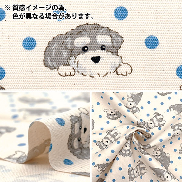 数量5から】 生地 『オックス 水玉シュナウザー ネイビー