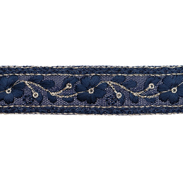 数量5から】 手芸ブレード 『2023 インド刺繍ブレード ネイビー